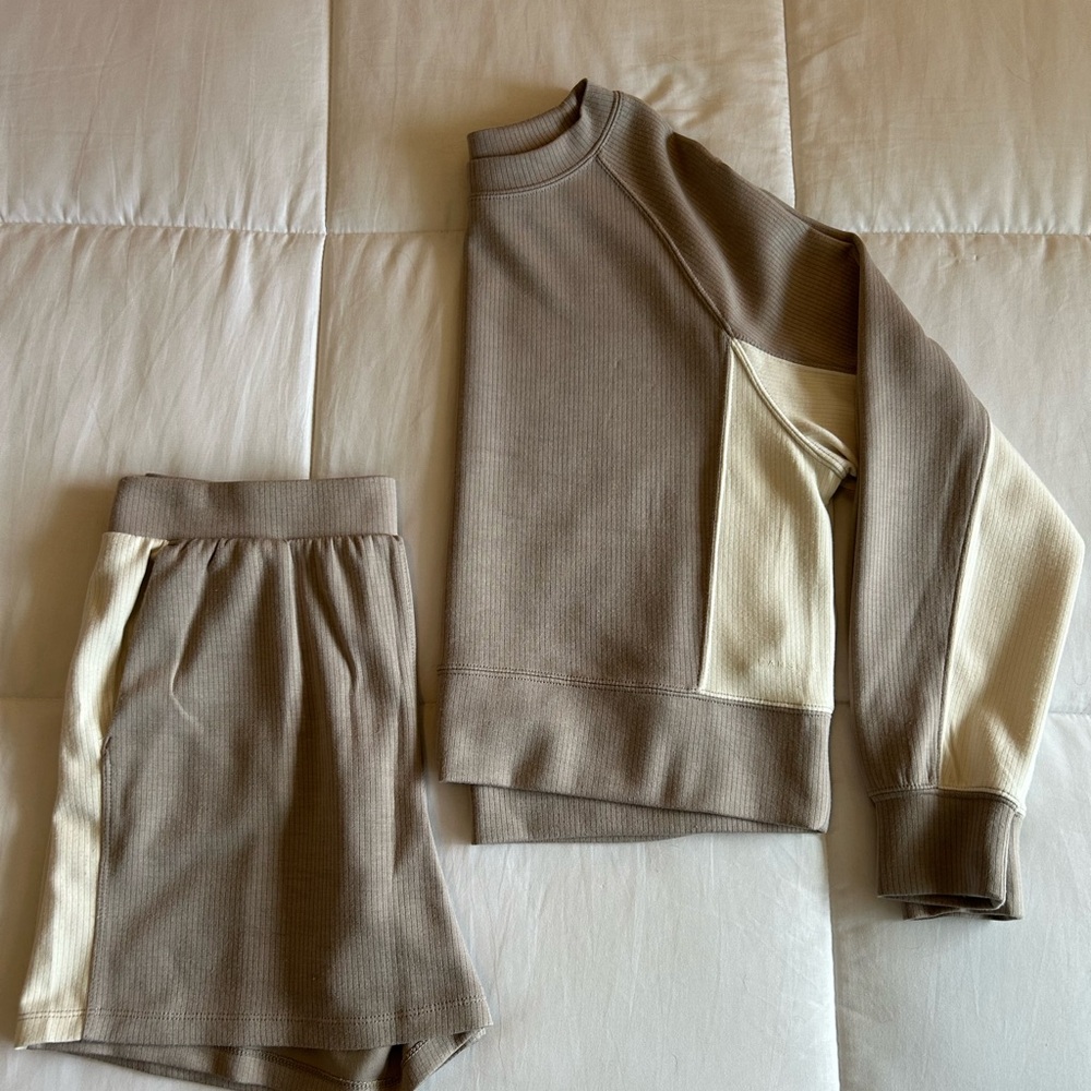 Two-Piece Tan and Cream Lounge Set